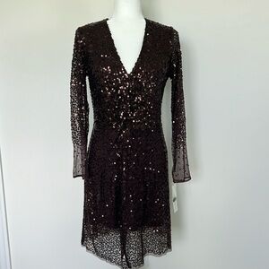 NWT French Connection Emille Sparkle Long Sleeve Sequin Sheath Dress Size 4